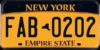 NY license plate FAB0202