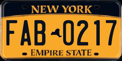NY license plate FAB0217