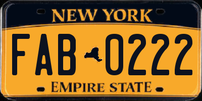 NY license plate FAB0222
