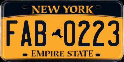 NY license plate FAB0223