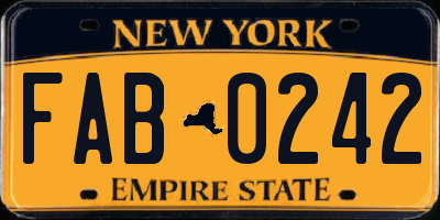 NY license plate FAB0242