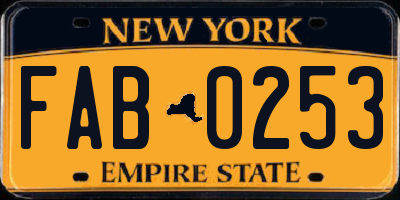 NY license plate FAB0253