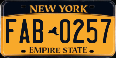 NY license plate FAB0257
