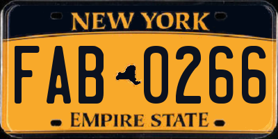 NY license plate FAB0266