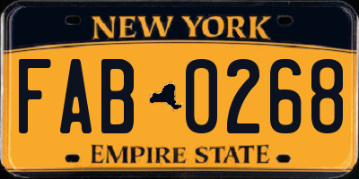NY license plate FAB0268