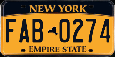 NY license plate FAB0274
