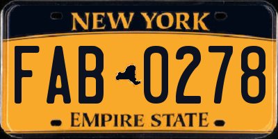 NY license plate FAB0278