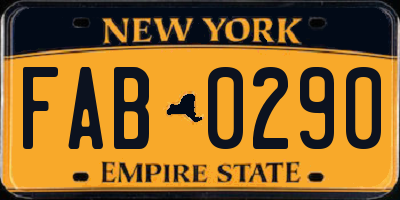 NY license plate FAB0290