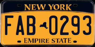 NY license plate FAB0293
