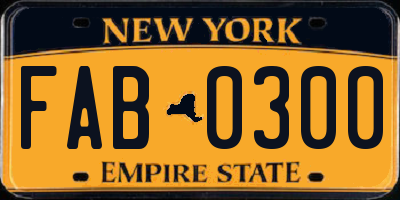 NY license plate FAB0300