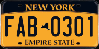 NY license plate FAB0301