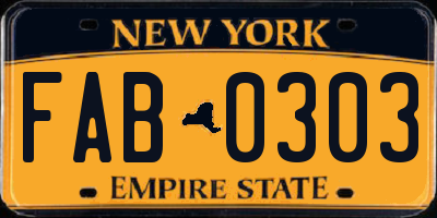 NY license plate FAB0303