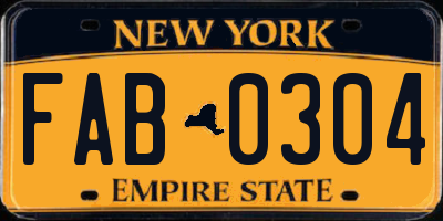 NY license plate FAB0304