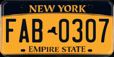 NY license plate FAB0307