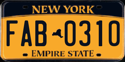 NY license plate FAB0310