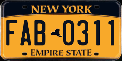 NY license plate FAB0311