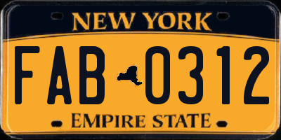 NY license plate FAB0312