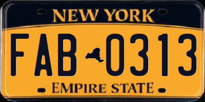 NY license plate FAB0313