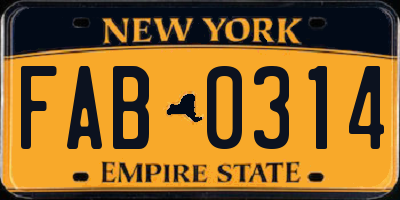 NY license plate FAB0314