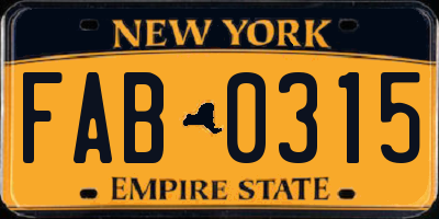 NY license plate FAB0315