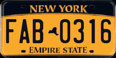 NY license plate FAB0316