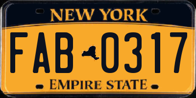 NY license plate FAB0317