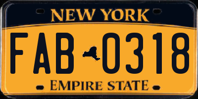 NY license plate FAB0318