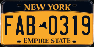 NY license plate FAB0319