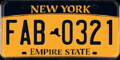 NY license plate FAB0321