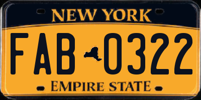 NY license plate FAB0322