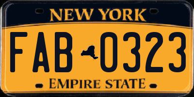 NY license plate FAB0323