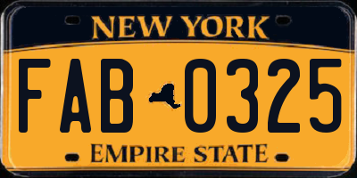 NY license plate FAB0325