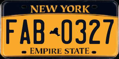 NY license plate FAB0327