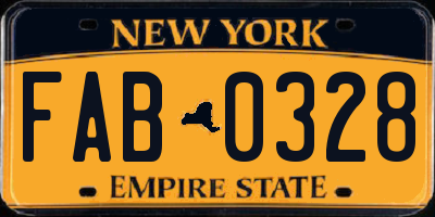 NY license plate FAB0328