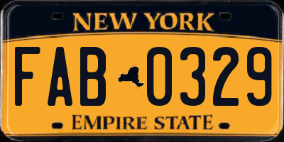 NY license plate FAB0329