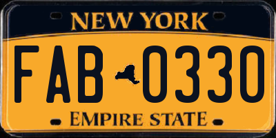 NY license plate FAB0330