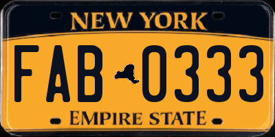 NY license plate FAB0333