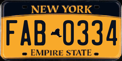 NY license plate FAB0334