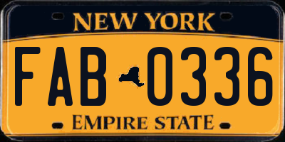 NY license plate FAB0336