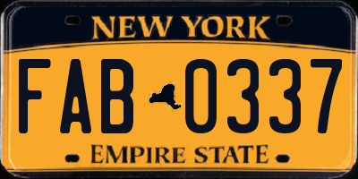 NY license plate FAB0337