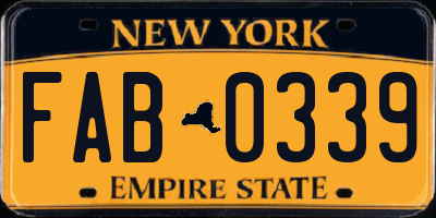 NY license plate FAB0339