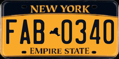 NY license plate FAB0340