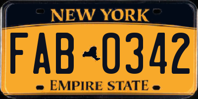 NY license plate FAB0342