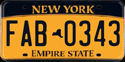 NY license plate FAB0343