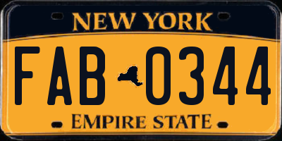 NY license plate FAB0344