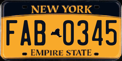 NY license plate FAB0345