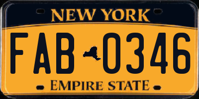 NY license plate FAB0346