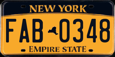 NY license plate FAB0348