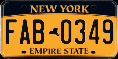 NY license plate FAB0349