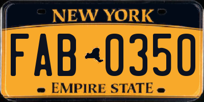 NY license plate FAB0350